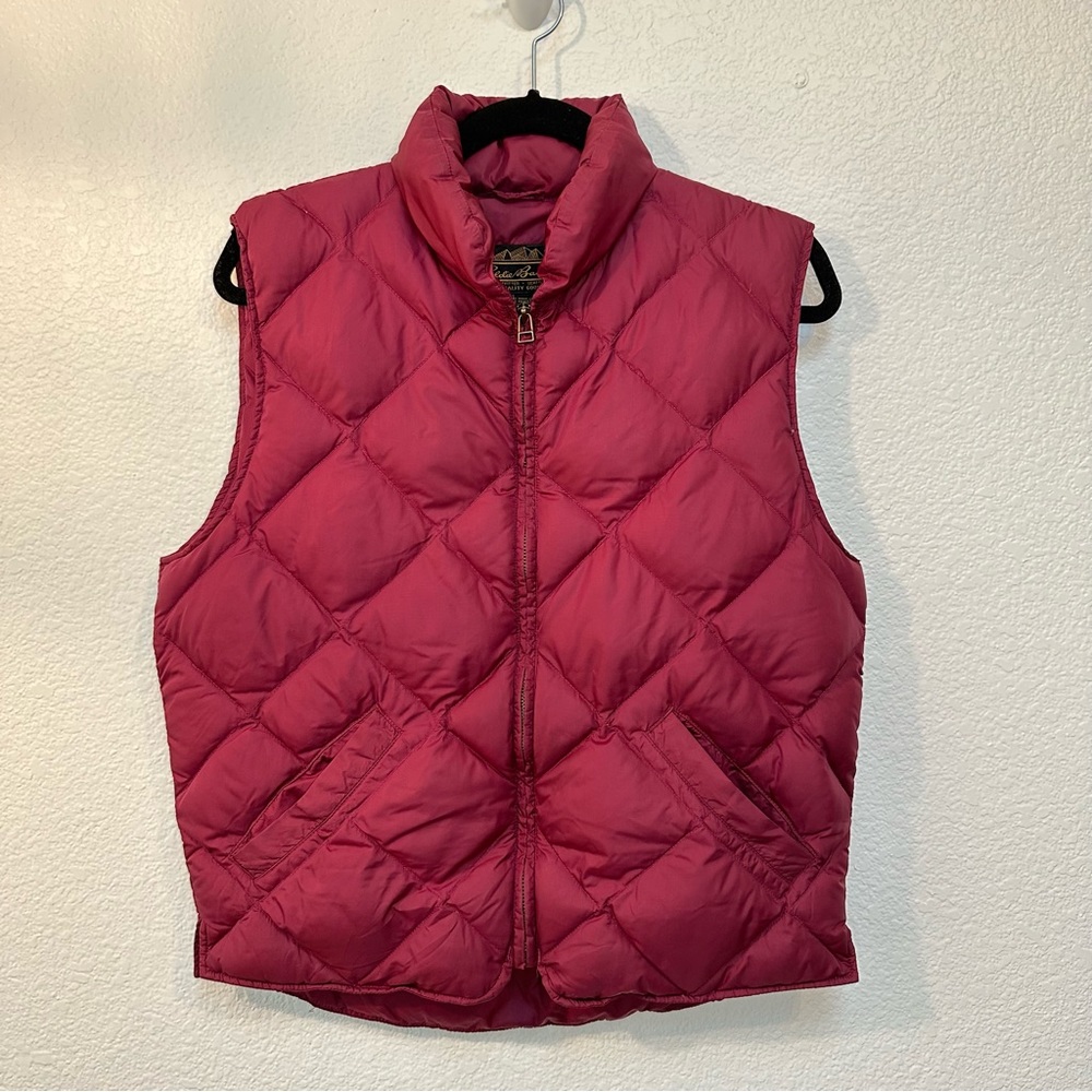 Eddie Bauer Vintage Goosedown Puffer Vest SZ M in purple/pink